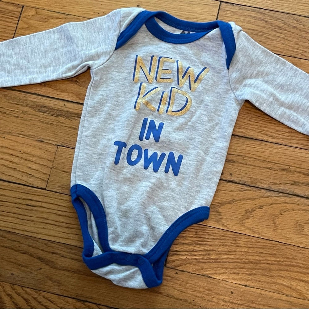 Swiggles Blue and Gray Bodysuit with Playful Text